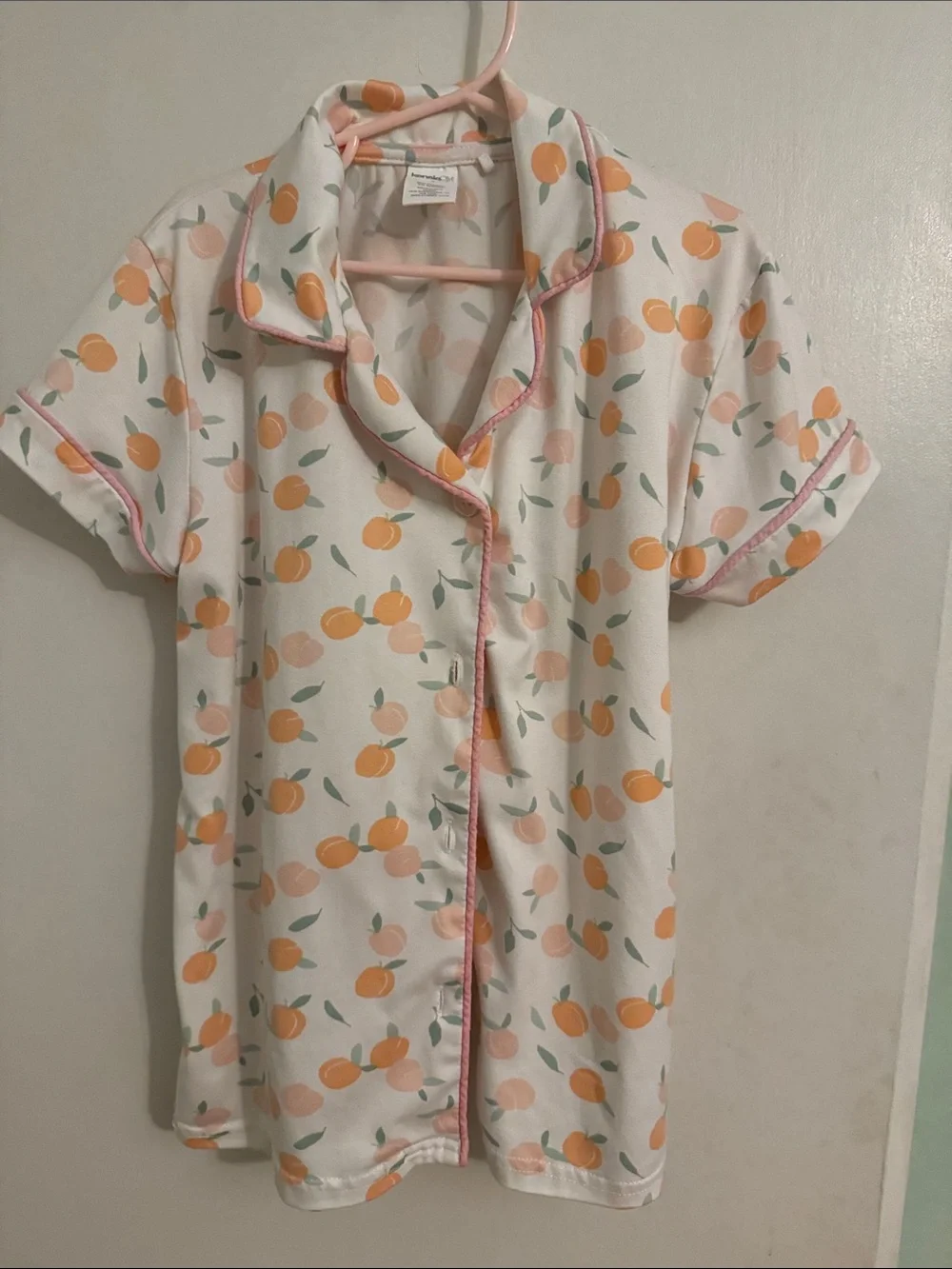 Girls Peach-Print Pajama Set - White/Peach